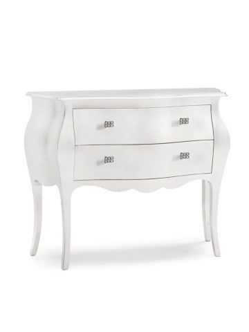 Comò in Legno Bombato 2 Cassetti Bianco Opaco