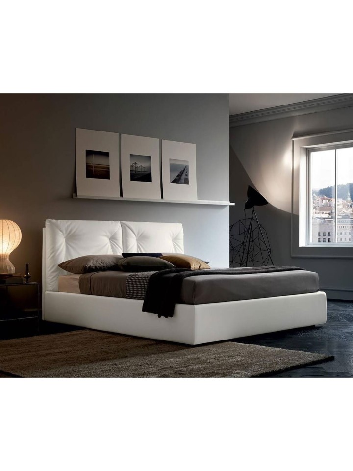 Letto King Size Edgar Imbottito Testiera Cucitura Rilievo Felis