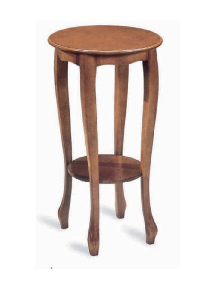 Porta Vaso Noce in legno circolare 2 piani