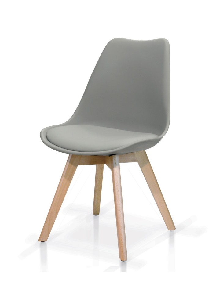 Sedia in propilene bianca e gambe in legno naturale