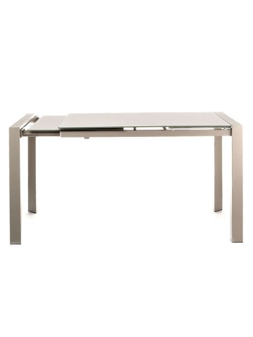 Tavolo rettangolare con piano in vetro allungabile