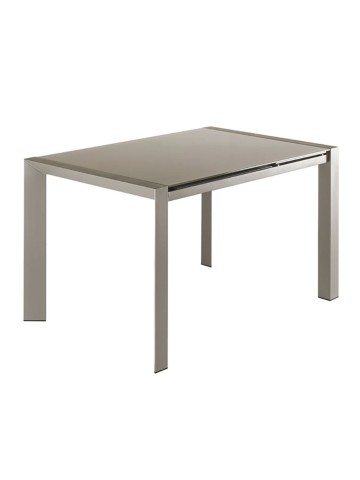 Tavolo Rettangolare con Piano in Vetro Allungabile Grigio