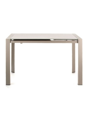 Tavolo Rettangolare con Piano in Vetro Allungabile Grigio