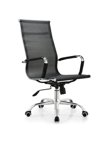 Sedia Nera con schienale alto da ufficio