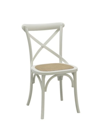 Sedia Bistrò in legno Bianca Seduta Rattan