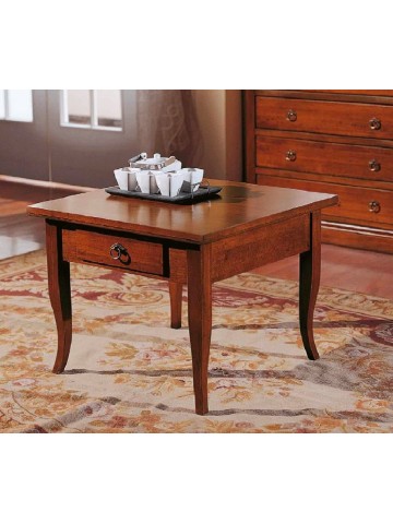 Tavolino da salotto in legno con 2 cassetti