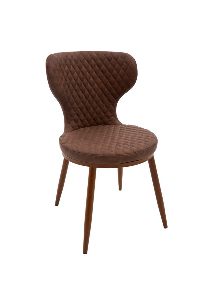 Sedia ecopelle beige trapuntata