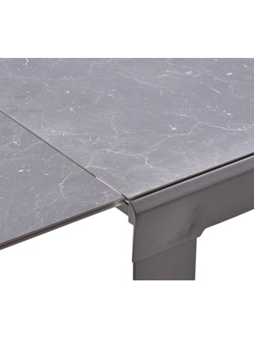 Tavolo Rettangolare Allungabile con Piano in Vetro effetto Marmo