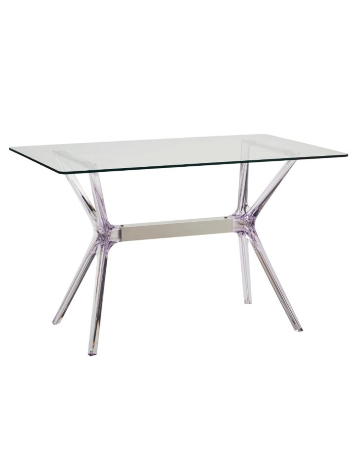 Tavolo Rettangolare con Piano in Vetro Struttura Trasparente