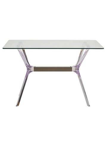 Tavolo rettangolare con piano in vetro allungabile