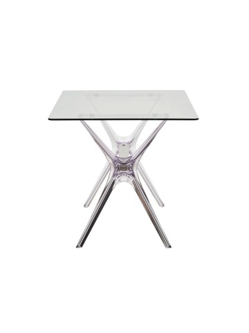 Tavolo Rettangolare con Piano in Vetro Struttura Trasparente