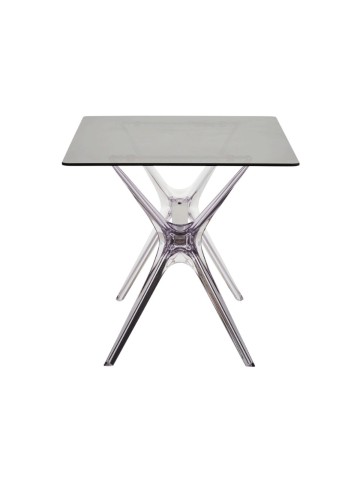 Tavolo rettangolare con piano in vetro allungabile