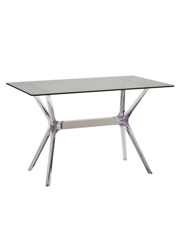 Tavolo rettangolare con piano in vetro allungabile