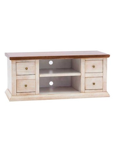 Porta Tv Classico con 4 cassettini Colore Anticato Bianco e Noce