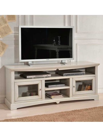 Porta TV Basso Goccia 2 Ante Vani a Giorno Avorio Anticato