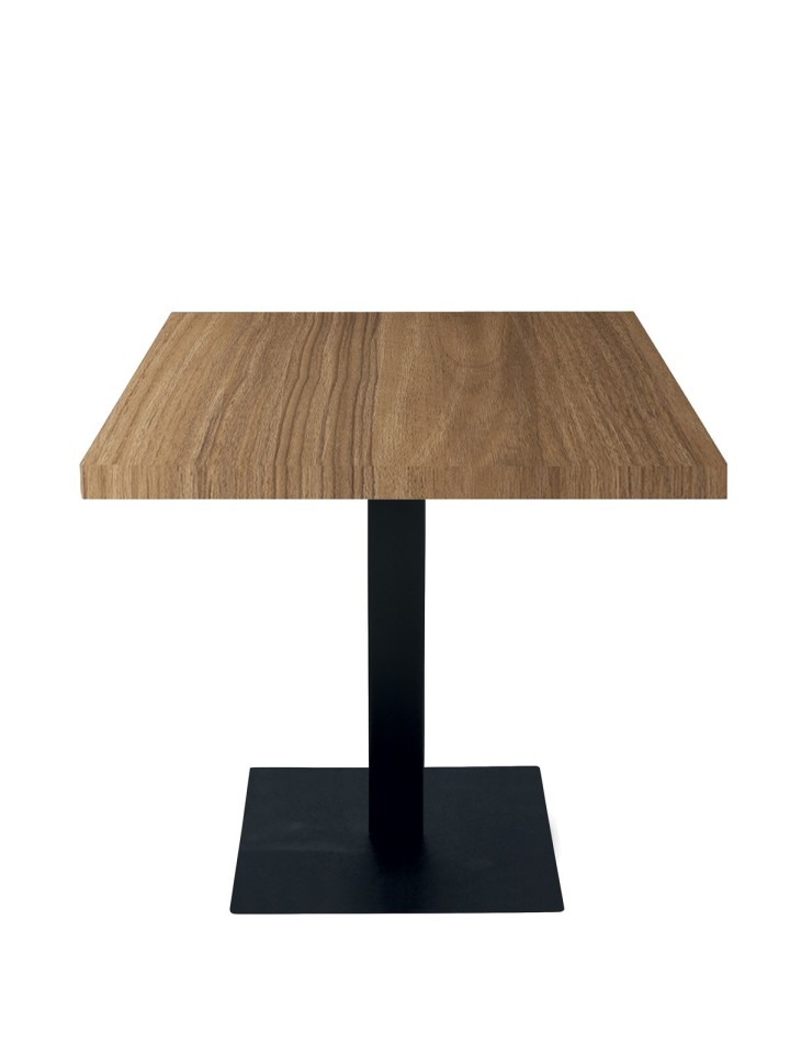 Tavolo da Ristorante Base Quadrata in Ferro Piano Rovere Nodato