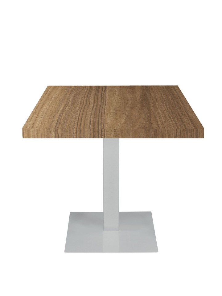 Tavolo da Ristorante Base Quadrata in Ferro Piano Rovere Nodato