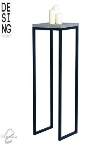 Coloninna / Alzatina in ferro con ripiano in legno