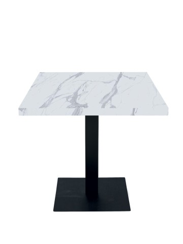 Tavolo da Ristorante Base Quadrata Antracite Piano Marmo Calacatta