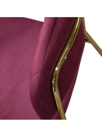 Sedia Imbottita in Velluto Bordeaux Struttura in Metallo Oro