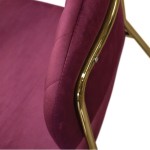 Sedia Imbottita in Velluto Bordeaux Struttura in Metallo Oro