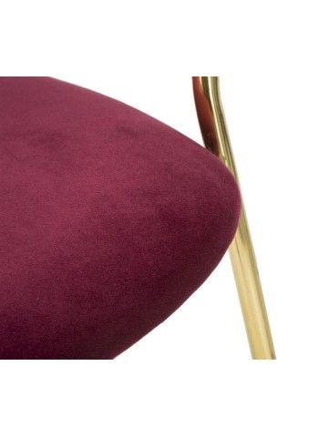 Sedia Imbottita in Velluto Bordeaux Struttura in Metallo Oro