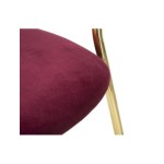 Sedia Imbottita in Velluto Bordeaux Struttura in Metallo Oro