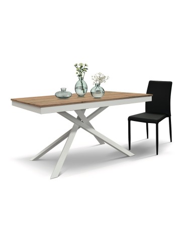 Tavolo allungabile base in metallo e piano in rovere