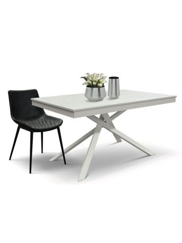 Tavolo allungabile base in metallo piano finitura frassinato