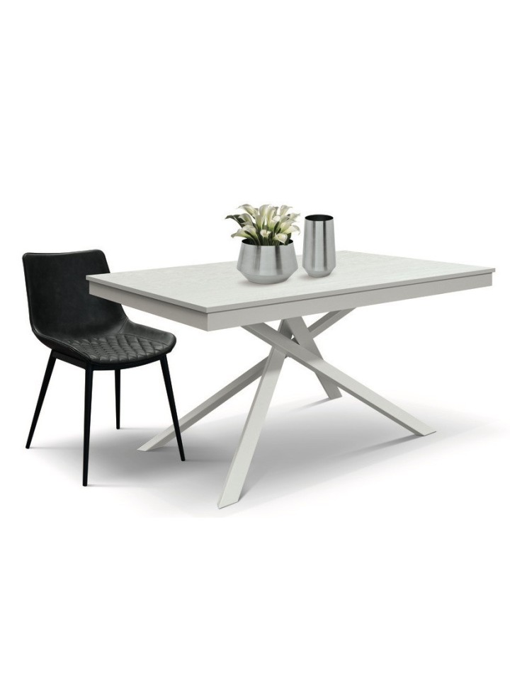 Tavolo allungabile base in metallo piano finitura frassinato