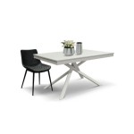 Tavolo allungabile base in metallo piano finitura frassinato