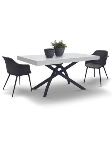 Tavolo allungabile base in metallo piano finitura bianco frassinato