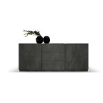 Madia Due Ante e Tre Cassetti Finitura Acciaio Ossidato Piano Effetto Marmo