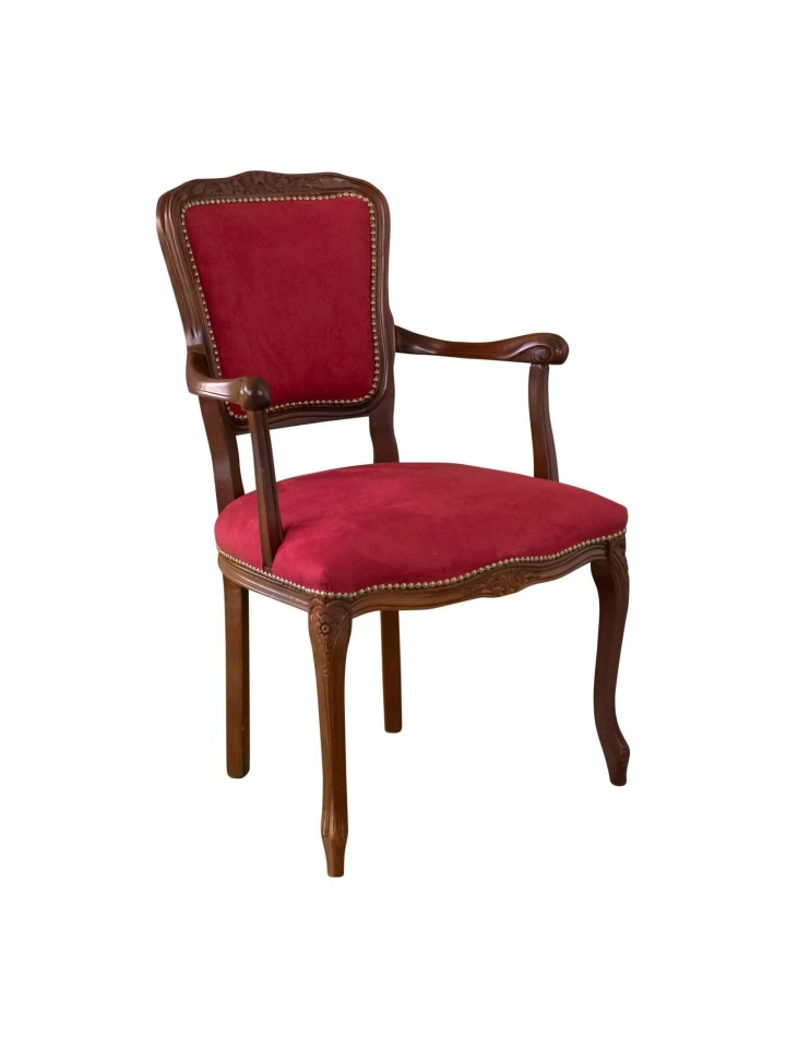 Poltrona Parigina in Legno Intarsiato Velluto Rosso