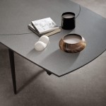 Tavolo Moderno Allungabile Piano in Ceramica Gambe in Metallo