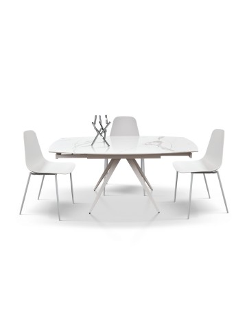 Tavolo Moderno Allungabile Piano in Ceramica Gambe in Metallo