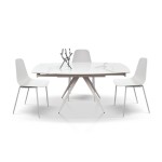 Tavolo Moderno Allungabile Piano in Ceramica Gambe in Metallo