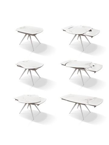 Tavolo Moderno Allungabile Piano in Ceramica Gambe in Metallo