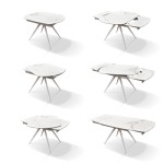 Tavolo Moderno Allungabile Piano in Ceramica Gambe in Metallo