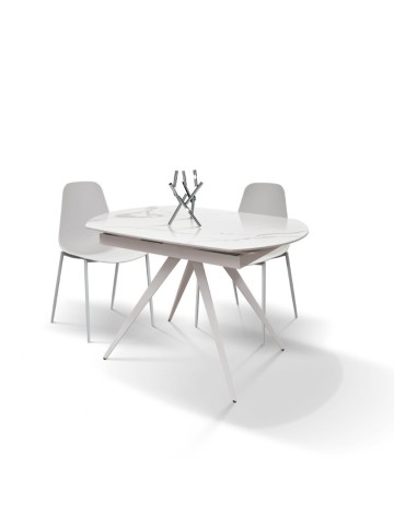 Tavolo Moderno Allungabile Piano in Ceramica Gambe in Metallo