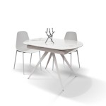 Tavolo Moderno Allungabile Piano in Ceramica Gambe in Metallo