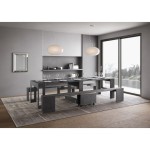 Consolle allungabile Evolve con Panca inferiore e superiore Bianco Frassino