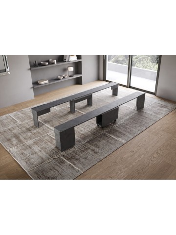 Consolle allungabile Evolve con Panca inferiore e superiore Bianco Frassino