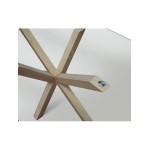 Tavolo fisso base in legno piano in vetro