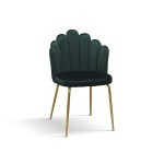 Sedia in Velluto Verde con Struttura in Metallo