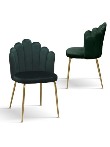 Sedia in Velluto Verde con Struttura in Metallo