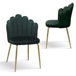 Sedia in Velluto Verde con Struttura in Metallo