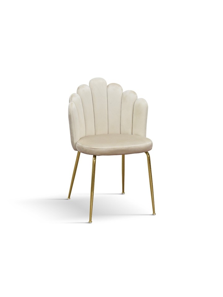 Sedia in Velluto Panna con Struttura in Metallo