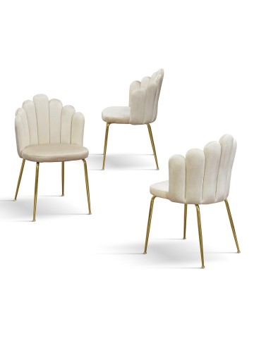 Sedia in Velluto Panna con Struttura in Metallo