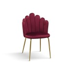Sedia in Velluto Bordeaux con Struttura in Metallo